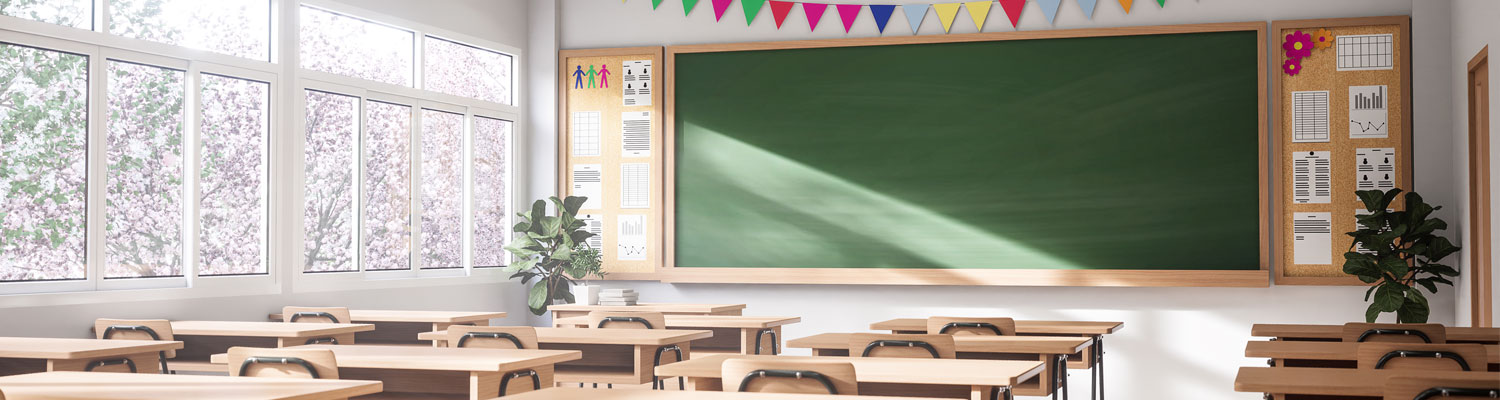 School classroom with no kids