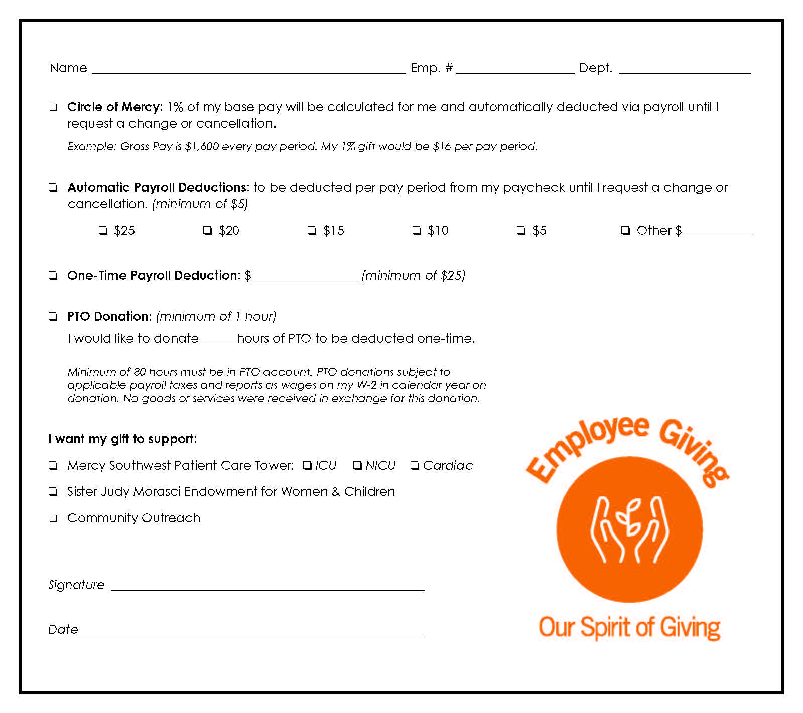 2025 front of pledge card